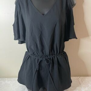 Ann Taylor Black Cold Shoulder Blouse